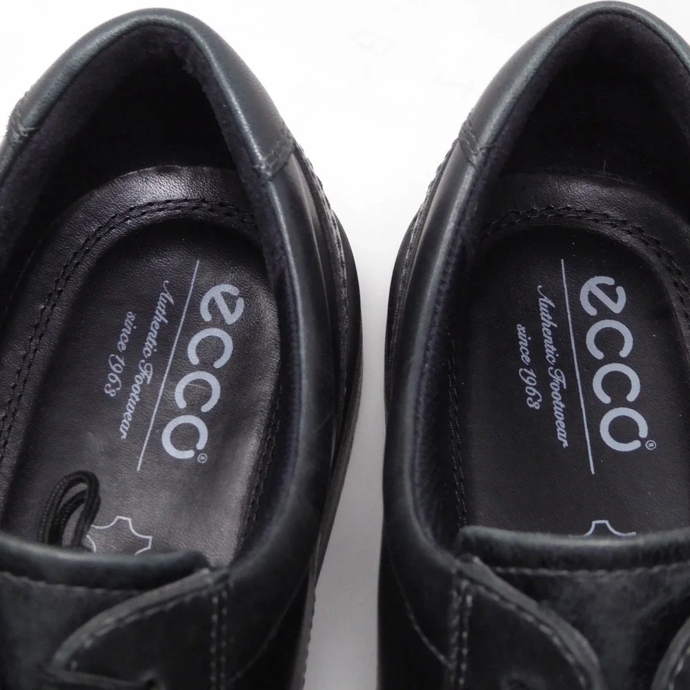 Ecco Mens Oxfords Dress Shoes Black Gore-Tex Leather Lace Up 42 / 8-8.5